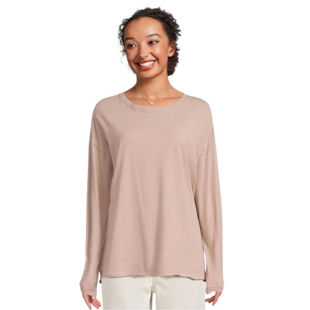 We The Free Free People NWT Cocoa Brown Cotton Long Sleeve Tee Size M